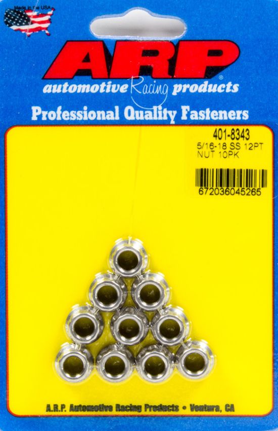 ARP ARP401-8343 S/S 12pt. Nut - 5/16-18 10pk