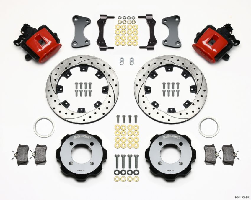 Wilwood 140-11900-DR Combination Parking Brake Rear Kit 11.75in Drilled Red 2011 Fiesta Rear