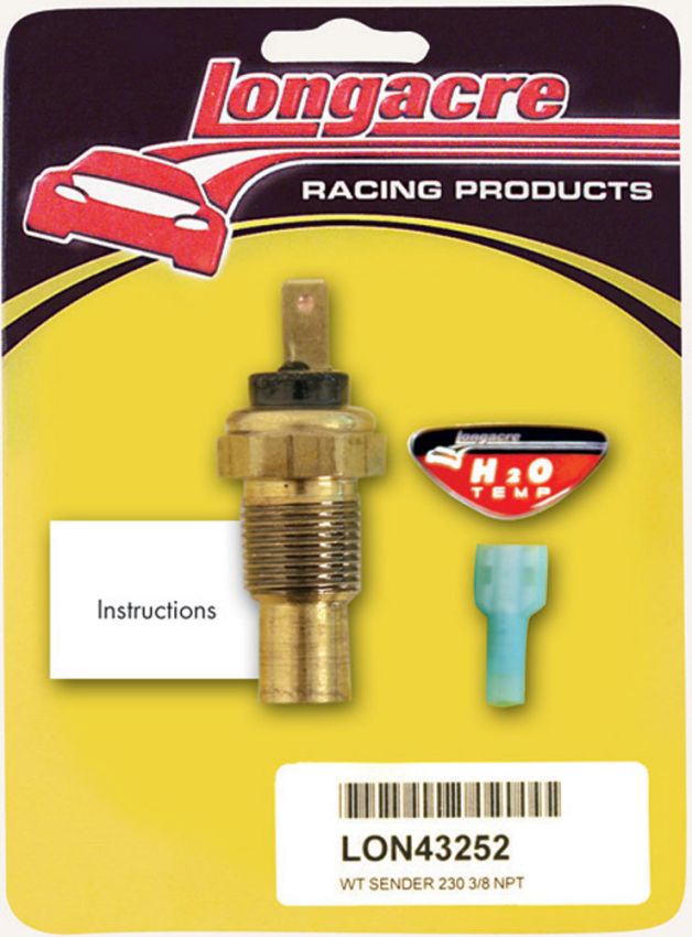 LONGACRE LON52-43252 Water Temp Sender 3/8in. NPT 230 Deg