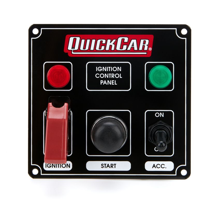 QUICKCAR RACING PRODUCTS QRP50-823 Ignition Panel Black w/ 2 Acc. & Lights