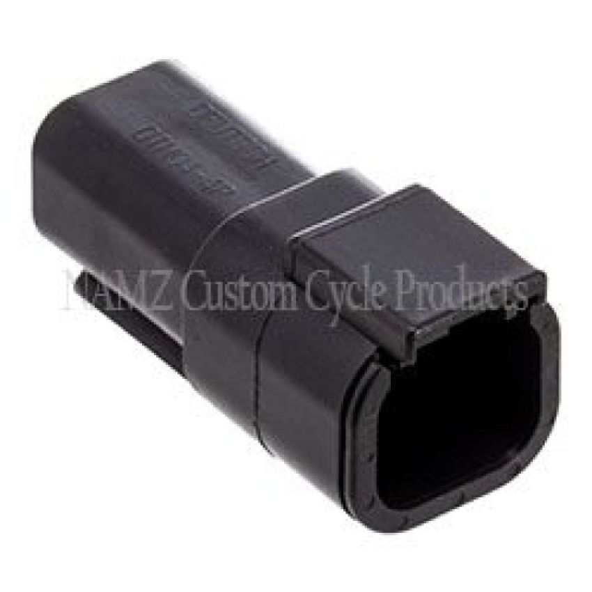 NAMZ MDR-4B Deutsch DTM 4-Position Receptacle w/4 Stamped Terminals & Wedgelock - Black (HD 74104-98BK)