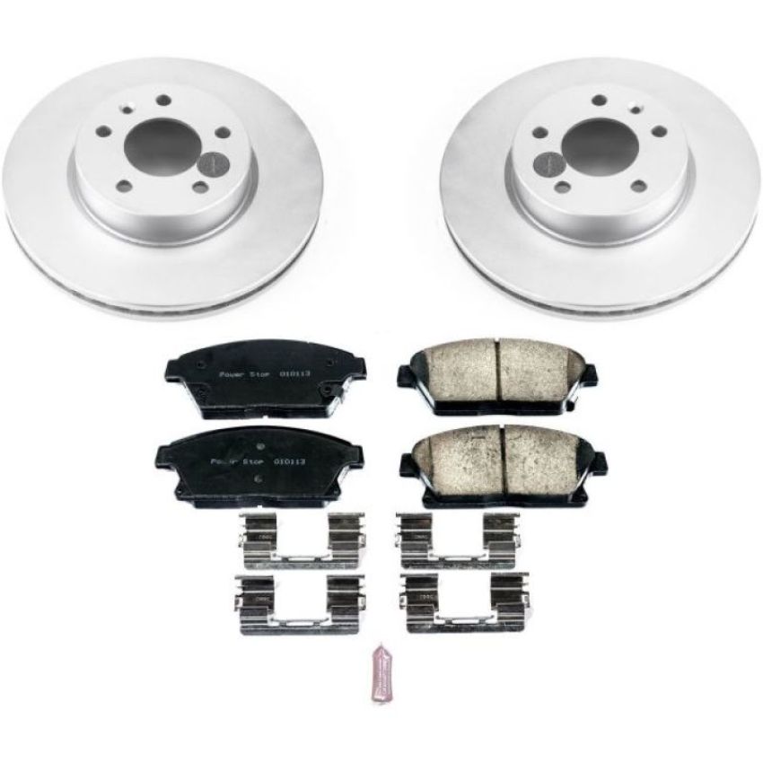 PowerStop CRK6386 Genuine Geomet Coated Rotor and Low-Dust Ceramic Brake Pad Kit