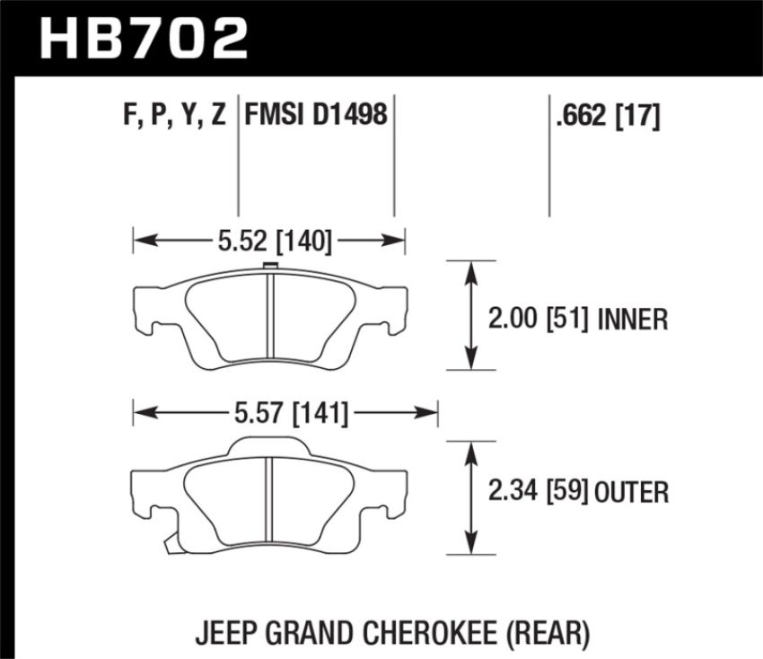 Hawk Performance HB702B.662 HPS 5.0 Disc Brake Pad
