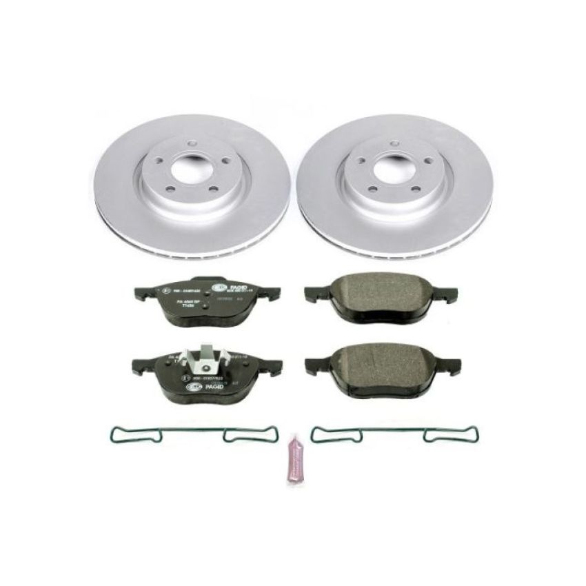 PowerStop ESK4575 Genuine Geomet Coated Rotors, ECE-R90 Brake Pads + Hardware Kit