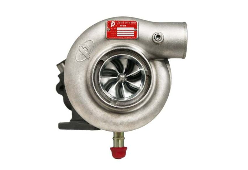 Forced Performance 2027040-0502010 Subaru STI XR Red 79HTZ Turbo 84mm Black Housing Int WG w/Oil Line (D/S Only)