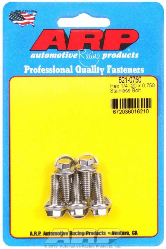 ARP ARP621-0750 S/S Bolt Kit - 6pt. (5) 1/4-20 x .750