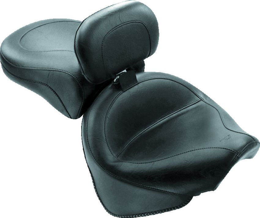 Mustang Motorcycle 79221 Mustang 99-11 Yamaha V-Star 1100 Custom Wide Touring 2PC Seat w/Driver Backrest - Black