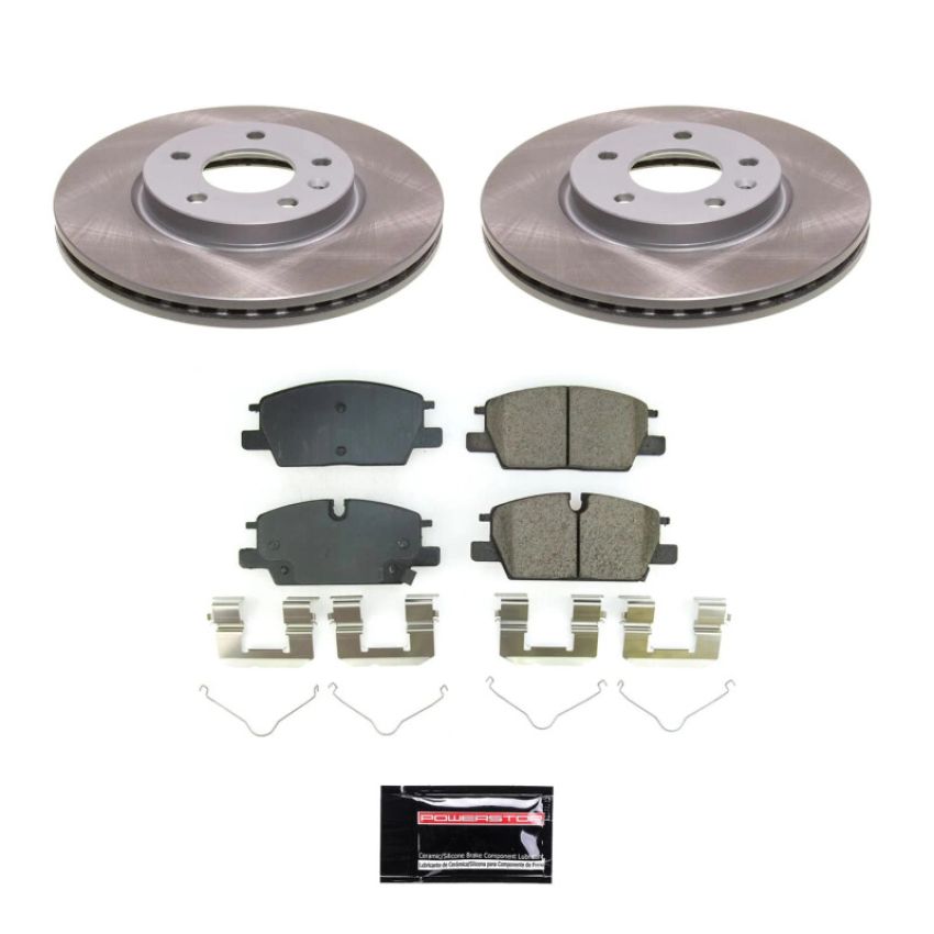 PowerStop SC8738 Semi-Coated Rotor and Low-Dust Ceramic Brake Pad Kit