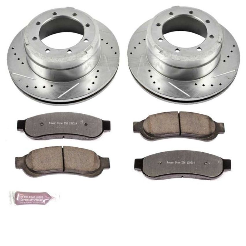 PowerStop K5579-36 Z36 Truck and SUV Carbon-Fiber Ceramic Brake Pad and Drilled & Slotted Rotor Kit
