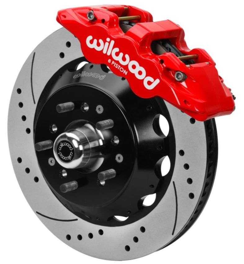 Wilwood 140-16197-DR 70-81 FBody/75-79 A&XBody AERO6 Frt BBK 14in D/S Rtr Red Calipers Use w/ Pro Drop Spindle