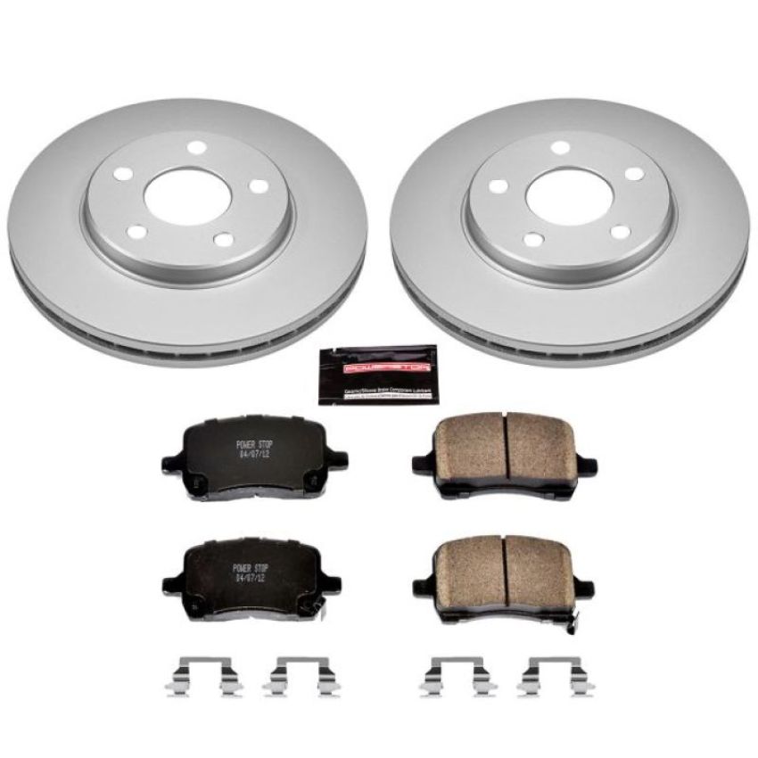 PowerStop CRK1617 Genuine Geomet Coated Rotor and Low-Dust Ceramic Brake Pad Kit