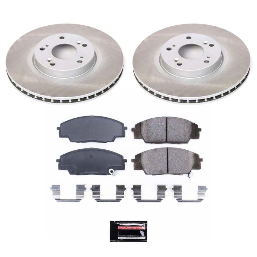 PowerStop SC2439 Semi-Coated Rotor and Low-Dust Ceramic Brake Pad Kit