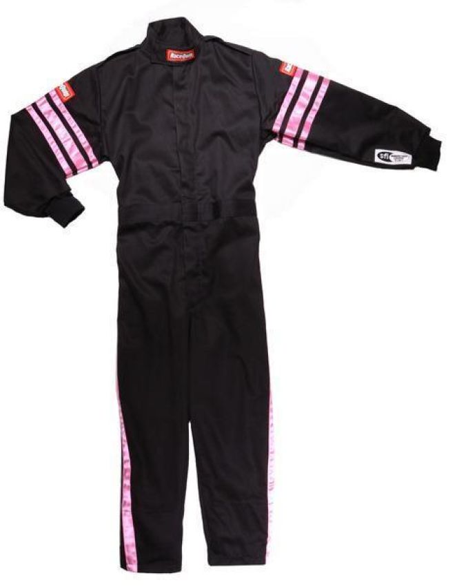 RACEQUIP RQP1950896 Black Suit Single Layer Kids X-Large Pink Trim
