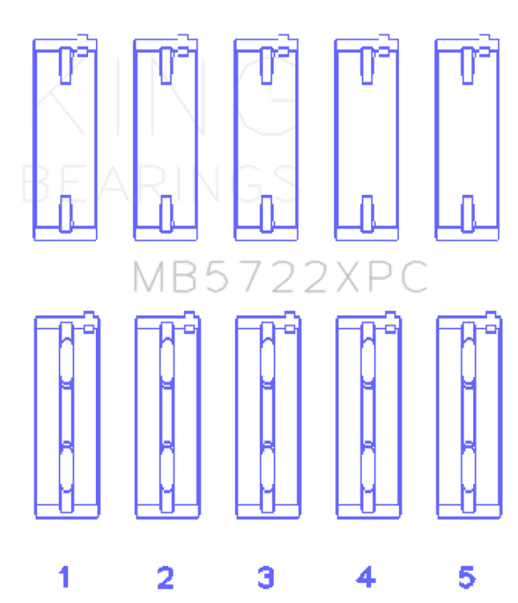 King Engine Bearings MB5722XPC0.5 King Mitsubishi 4B11T EVO X 2007+ (Size 0.5) Coated Performance Main Bearing Set