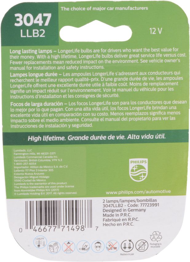 Philips 3047LLB2 Philips LongerLife Miniature 3047LL