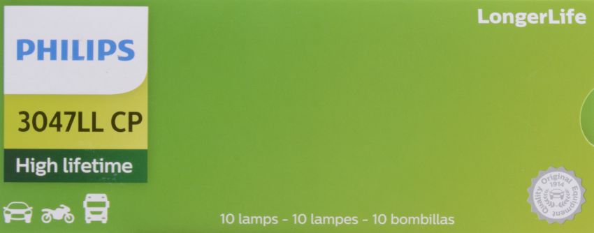 Philips 3047LLCP Philips LongerLife Miniature 3047LL Pack of 10