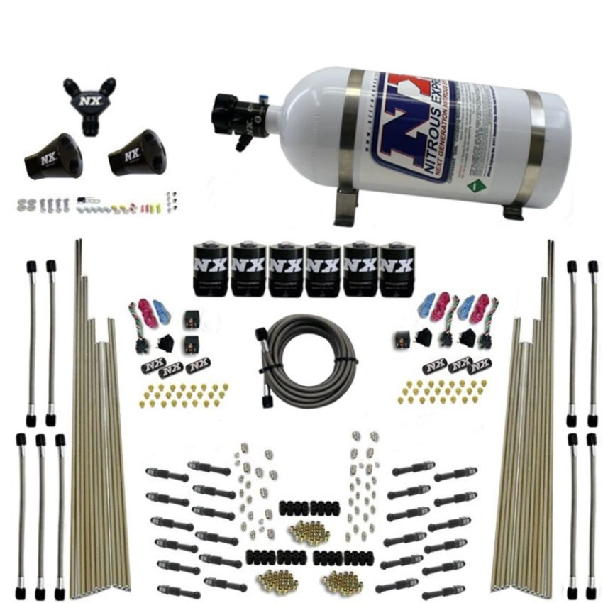 Nitrous Express 93206-10 8 CYL DRY DIRECT PORT, THREE STAGE, 6 SOLENOIDS, WITH 10LB BOTTLE (200-600HP)
