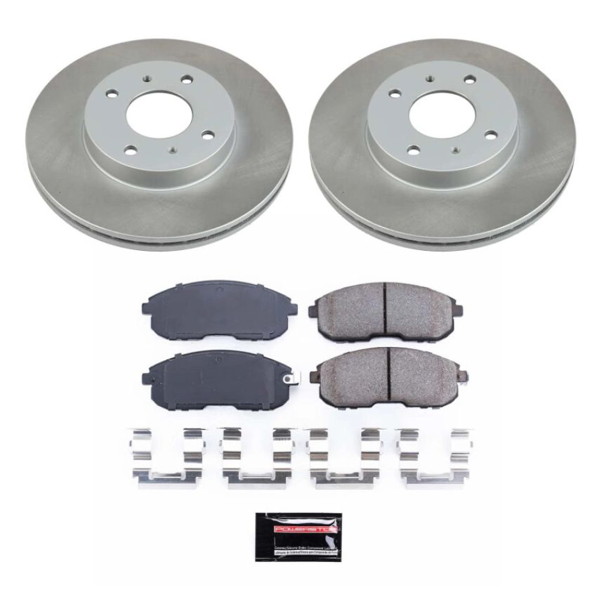 PowerStop SC749 Semi-Coated Rotor and Low-Dust Ceramic Brake Pad Kit