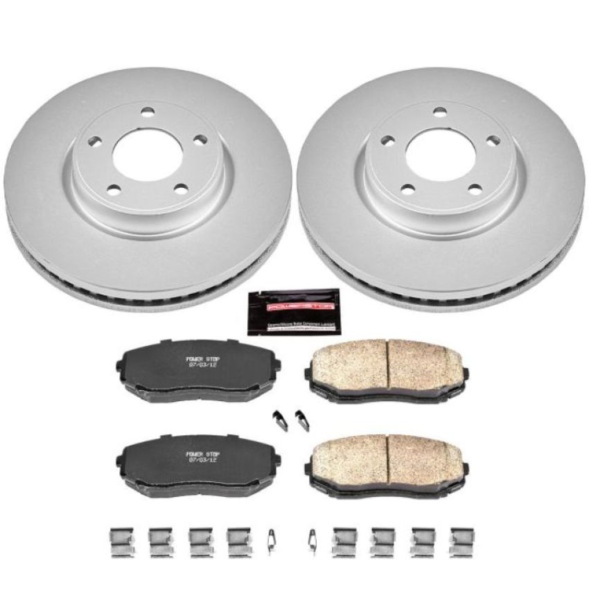 PowerStop CRK3071 Genuine Geomet Coated Rotor and Low-Dust Ceramic Brake Pad Kit