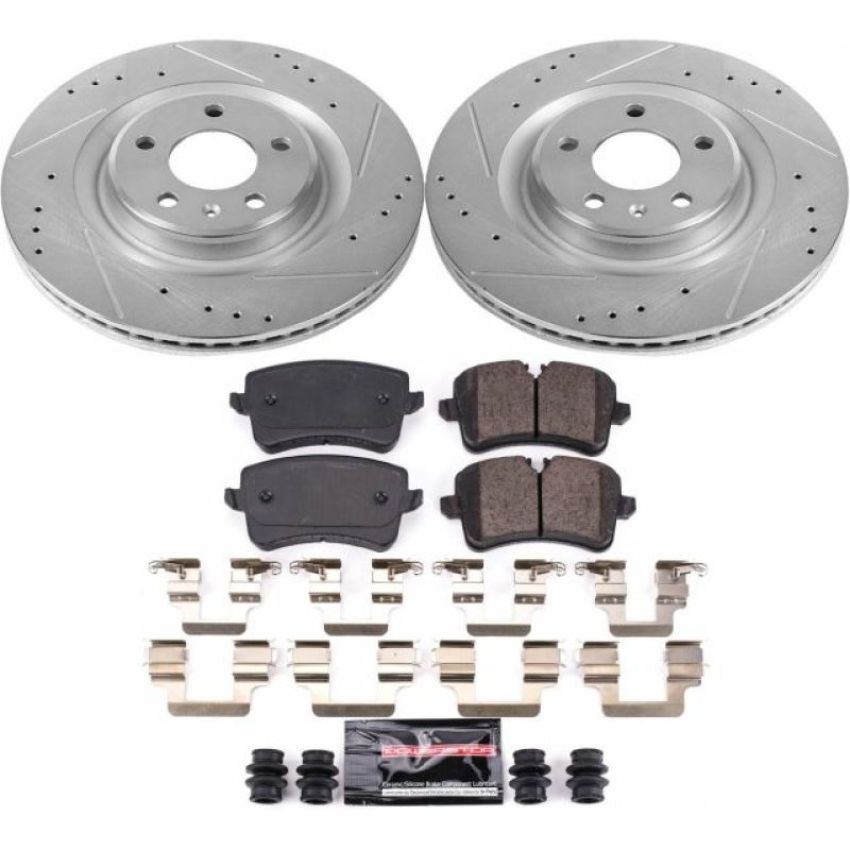 PowerStop K6001 Z23 Daily Driver Carbon-Fiber Ceramic Brake Pad and Drilled & Slotted Rotor Kit