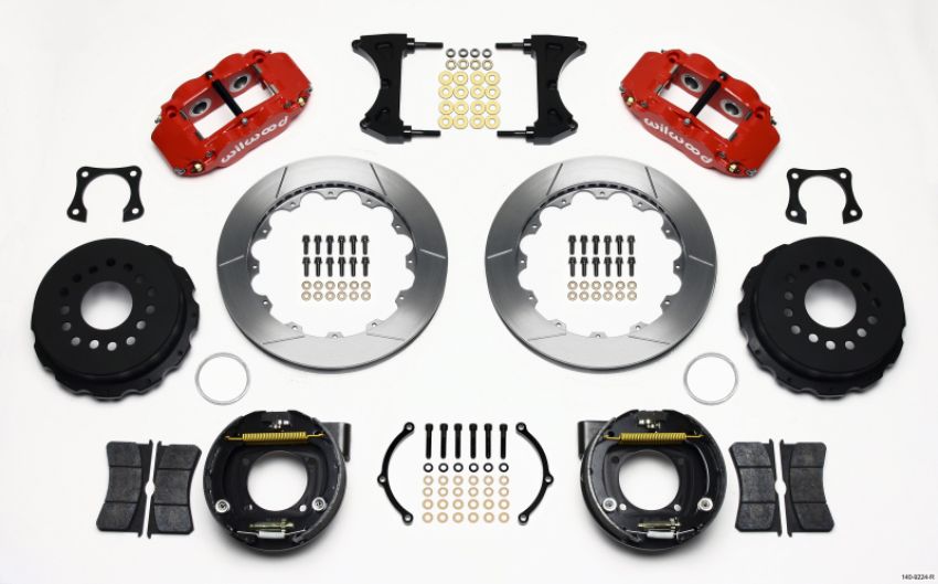 Wilwood 140-9224-R Narrow Superlite 4R Rear P-Brk Kit 12.88in Red 58-64 Olds/Pontiac Ends 2.81in Offset