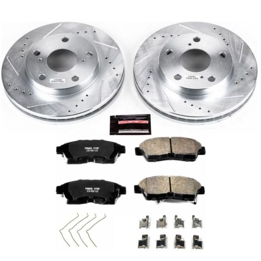 PowerStop K1052 Z23 Daily Driver Carbon-Fiber Ceramic Brake Pad and Drilled & Slotted Rotor Kit
