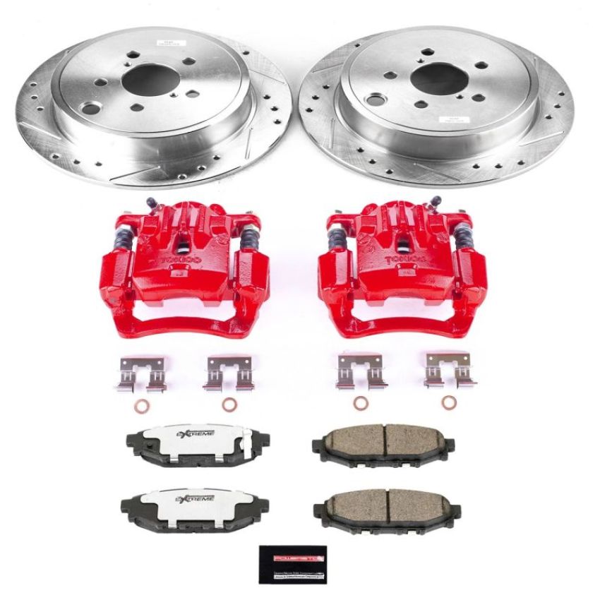 PowerStop KC4631A-26 Z26 Street Performance Ceramic Brake Pad, Drilled Slotted Rotor, and Caliper Kit
