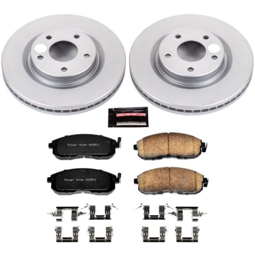 PowerStop CRK6094 Genuine Geomet Coated Rotor and Low-Dust Ceramic Brake Pad Kit