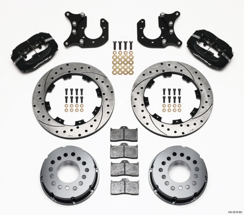 Wilwood 140-3018-BD Forged Dynalite P/S Rear Kit Drilled Rotor Ford 8.8 w/2.5in Offset-5 Lug