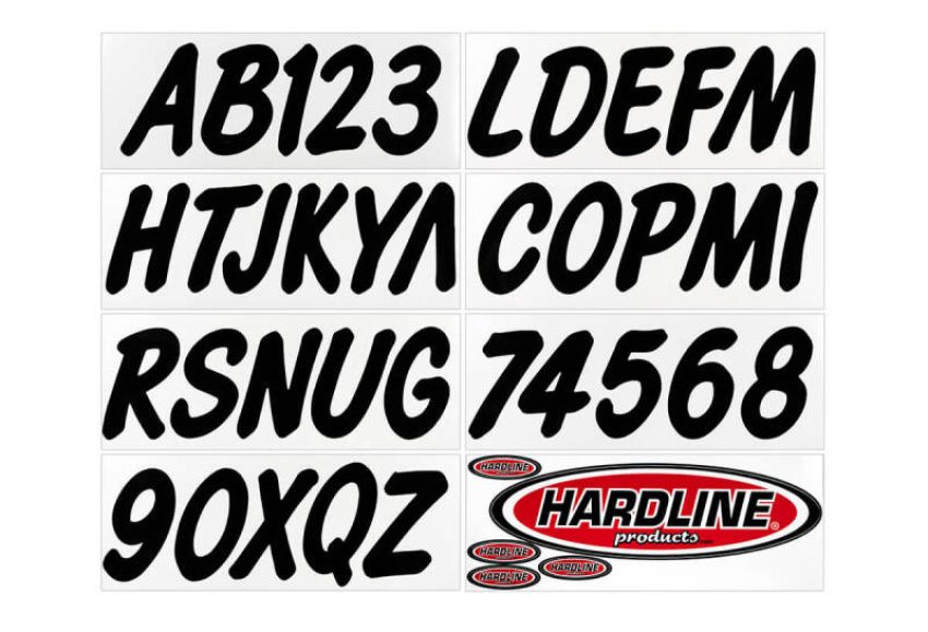 Hardline BLK400EC Boat Lettering Registration Kit 3 in. - 400 Black Solid