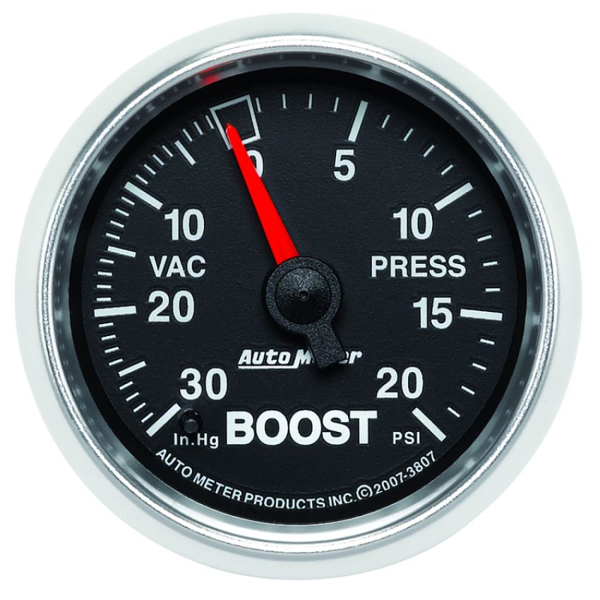 Autometer GS 52mm 30 in Hg/20 psi Mechanical Vacuum/Boost Gauge