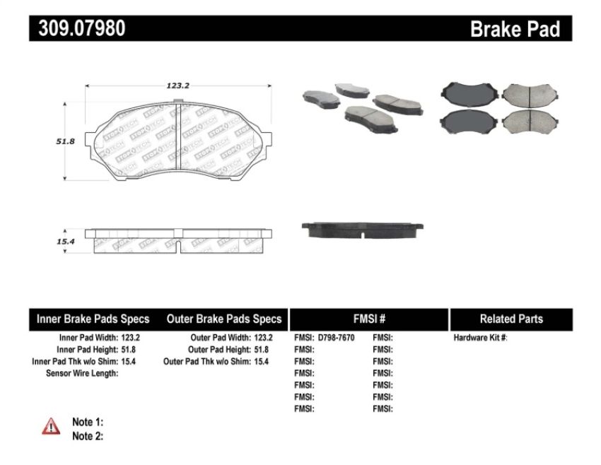 Stoptech 309.07980 Performance Brake Pads