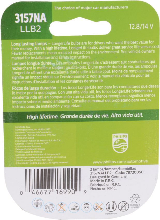 Philips 3157NALLB2 Philips LongerLife Miniature 3157NALL