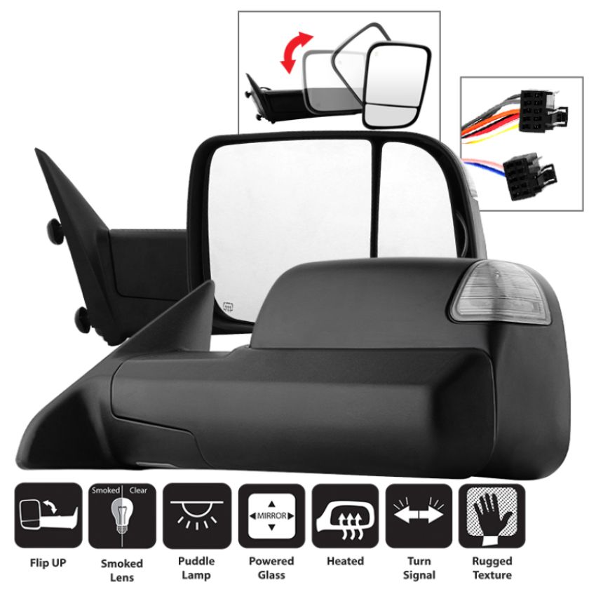 SPYDER 9935770 Xtune Dodge Ram 1500 09-12 L&R Manual Extendable Power Heated Adjust Mirror MIR-DRAM09S-PWH-SET