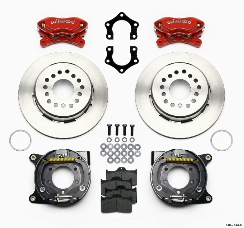Wilwood 140-7144-R Forged Dynalite P/S Park Brake Kit Red Mopar/Dana 2.36in Off w/Snap Ring Brng