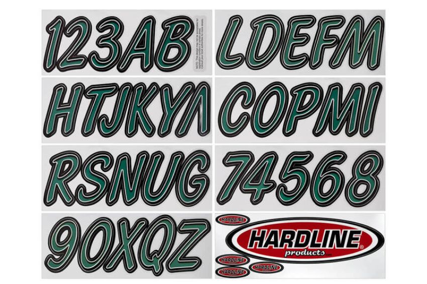 Hardline TEBKG400 Boat Lettering Registration Kit 3 in. - 400 Forest green/Black