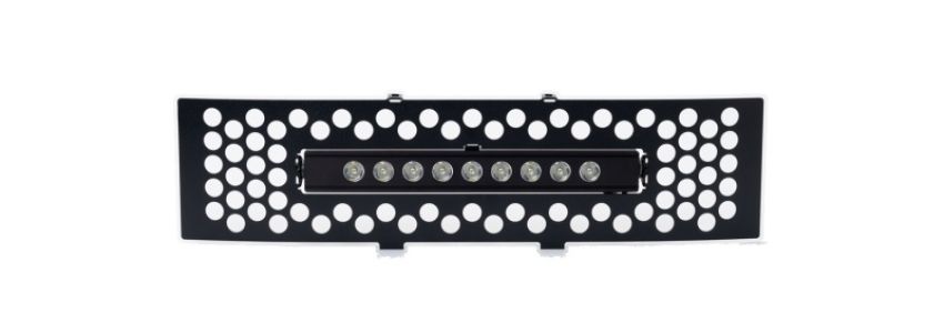 Putco 88182L 11-14 Ford F-150 - EcoBoost Bumper Grille Inserts - Black SS Punch w/ 10in Luminix Light Bar