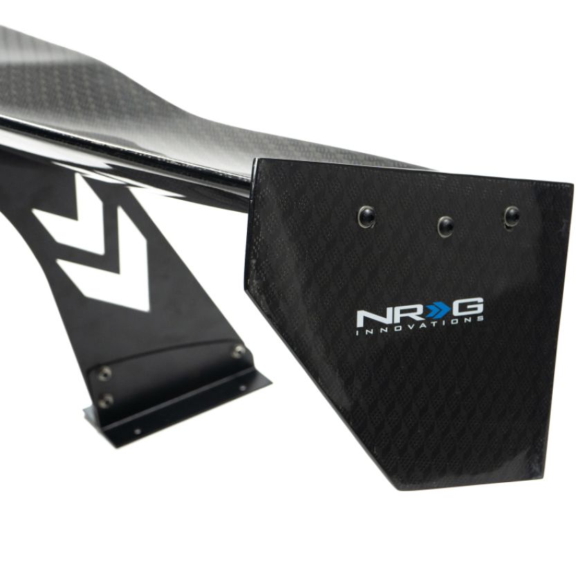 NRG CARB-A692NRG Carbon Fiber Spoiler - Universal (69in.) w/ Diamond Weave/ Logo Stand Cut Out/Lrg Side Plate
