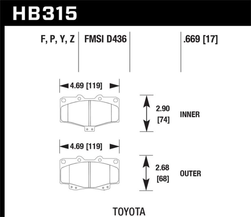 Hawk Performance HB315B.669 HPS 5.0 Disc Brake Pad