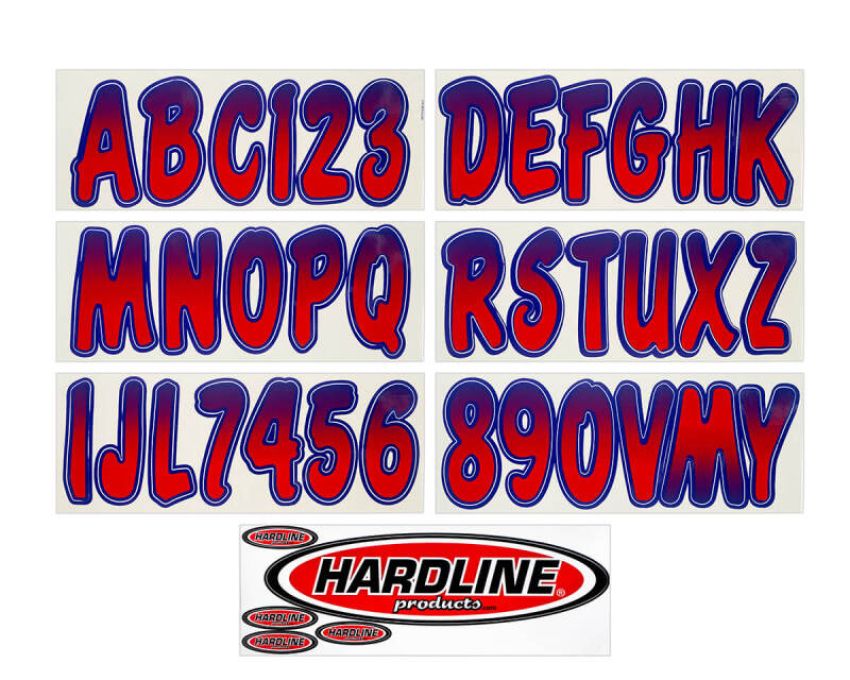 Hardline REPUG200 Boat Lettering Registration Kit 3 in. - 200 Red/Purple