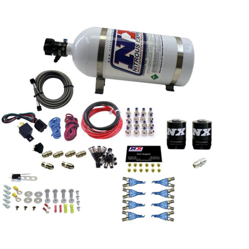 Nitrous Express 80008-10 8-CYL SOFT LINE, SHARK, RAIL, 10LB BOTTLE, Pushloc