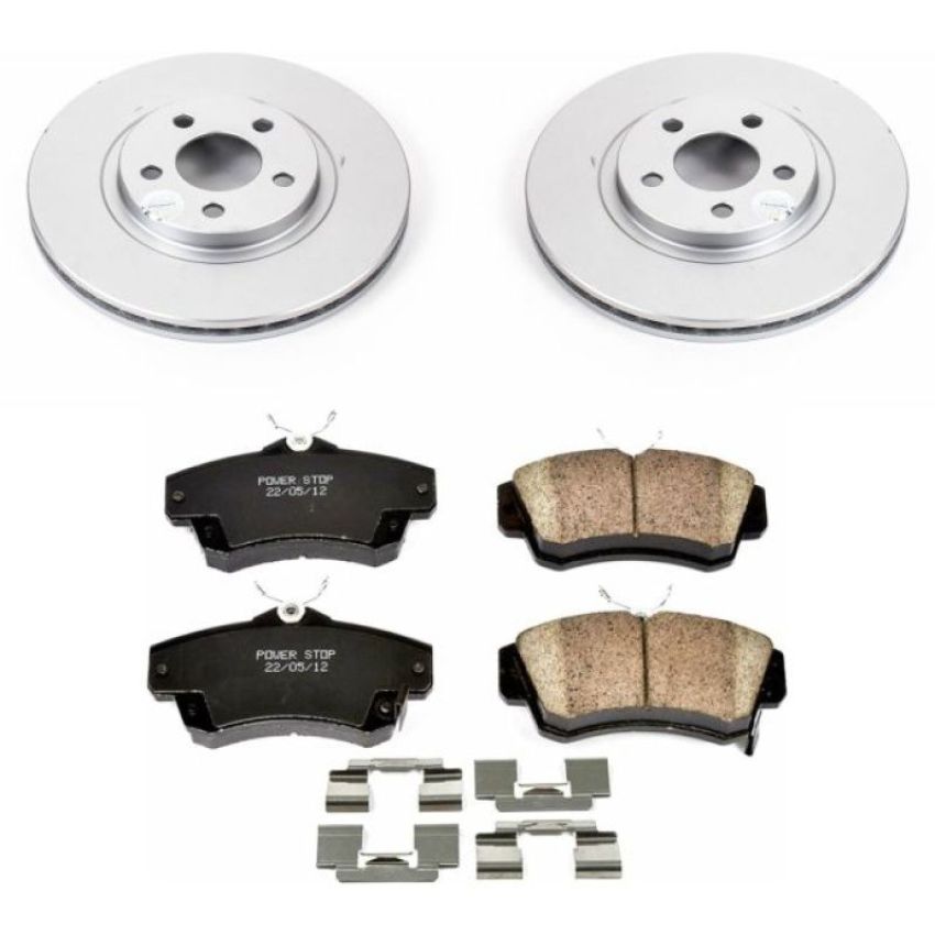 PowerStop CRK1704 Genuine Geomet Coated Rotor and Low-Dust Ceramic Brake Pad Kit