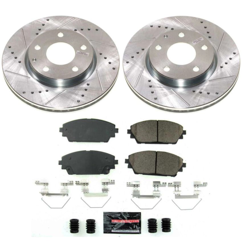 PowerStop K8756 Z23 Daily Driver Carbon-Fiber Ceramic Brake Pad and Drilled & Slotted Rotor Kit