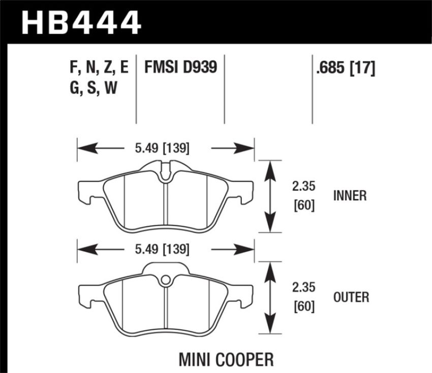 Hawk Performance HB444B.685 HPS 5.0 Disc Brake Pad