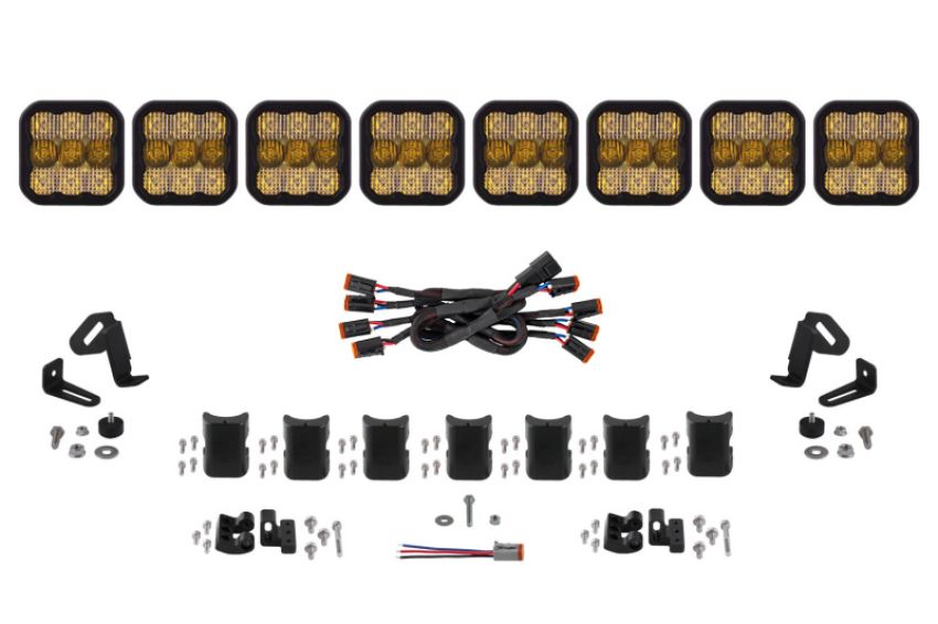 Diode Dynamics DD7249 SS5 Pro Universal CrossLink 8-Pod Lightbar - Yellow Combo
