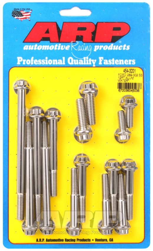 ARP 454-3201 Ford 289-302 SS 12pt Aluminum Water Pump and Front Cover Bolt Kit