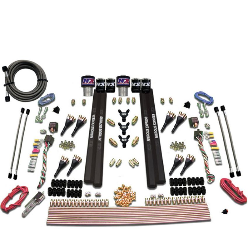Nitrous Express 90209-00 SX2 DUAL STG/GAS/RAILS 8 NZLS (200-1200HP) LESS BOTTLE