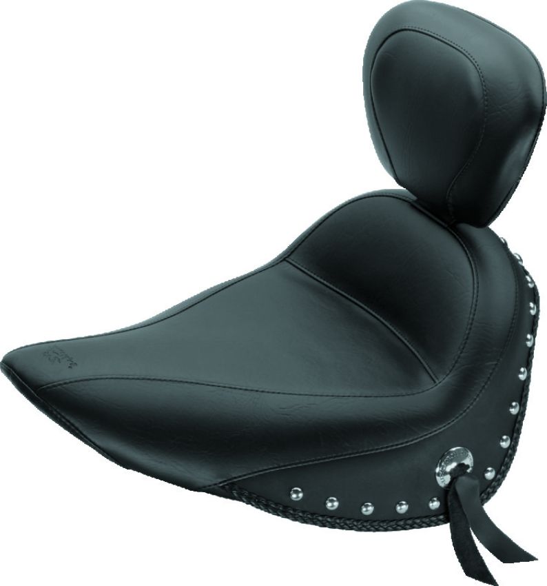 Mustang Motorcycle 79714 Mustang 84-06 Harley Standard Rear Tire Standard Touring Solo Seat w/Driver Backrest Studs - Black