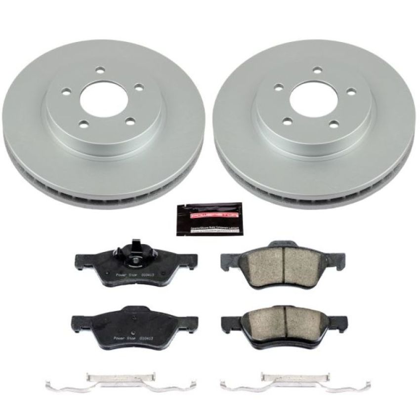 PowerStop CRK4581 Genuine Geomet Coated Rotor and Low-Dust Ceramic Brake Pad Kit