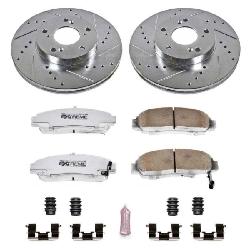 PowerStop K2558-26 Z26 Street Performance Ceramic Brake Pad and Drilled & Slotted Rotor Kit